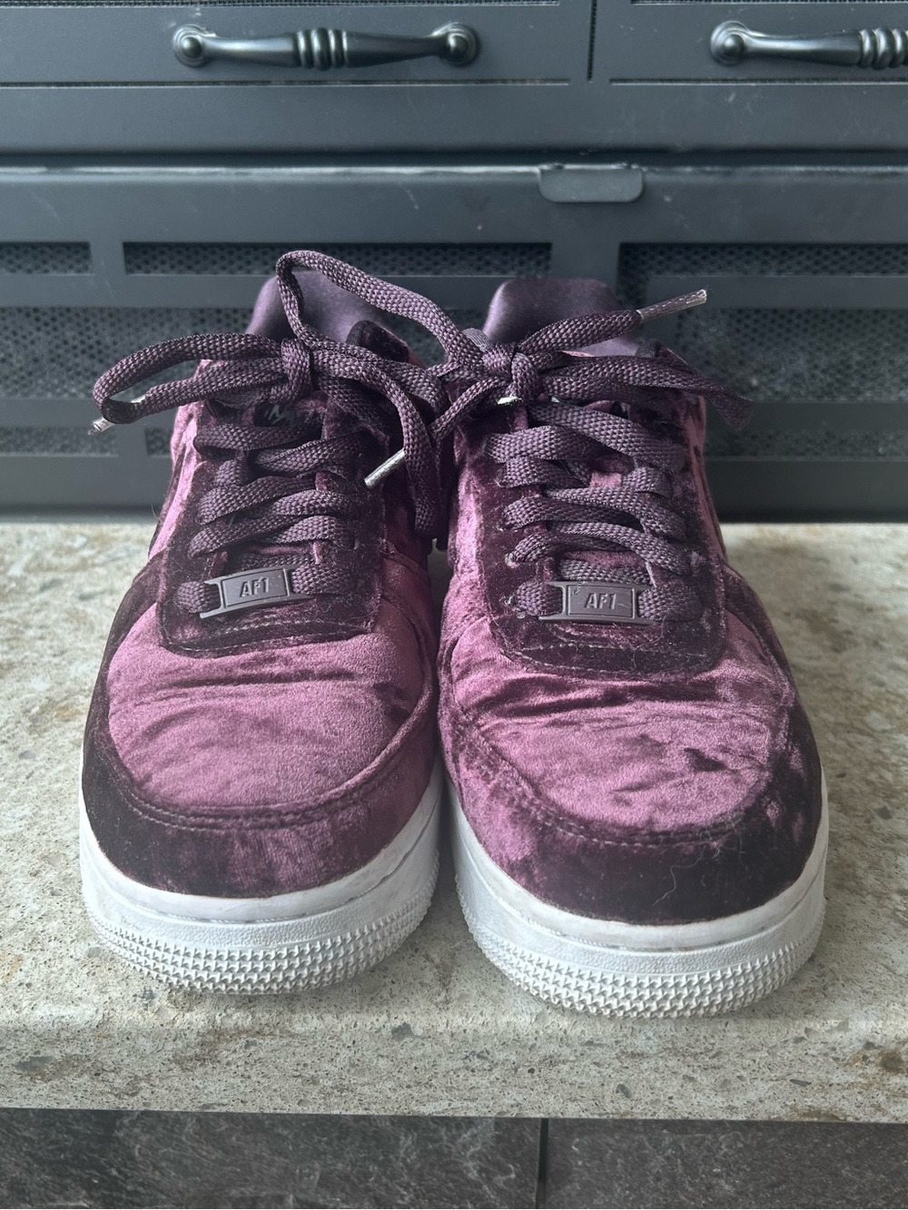 Velvet Nike Air Force 1 Lows in Port Wine - Picture 4 of 7